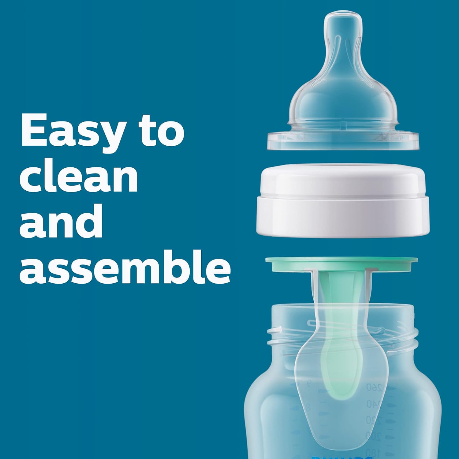 Highlights the product's ease of cleaning and assembly, reassuring parents about the convenience of maintaining the baby bottle.
