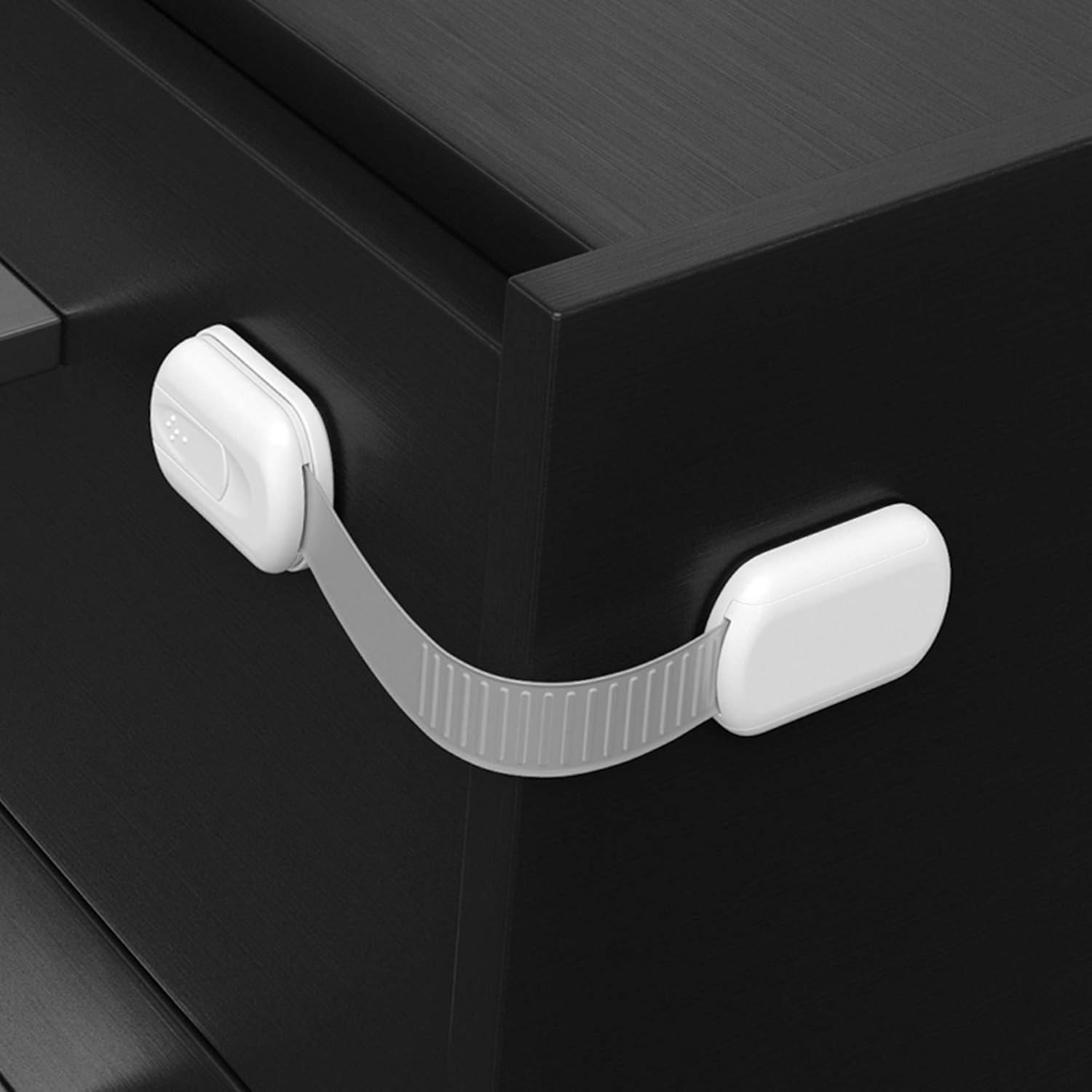 Demonstrates a safety feature to prevent children from accessing potentially dangerous areas or contents.