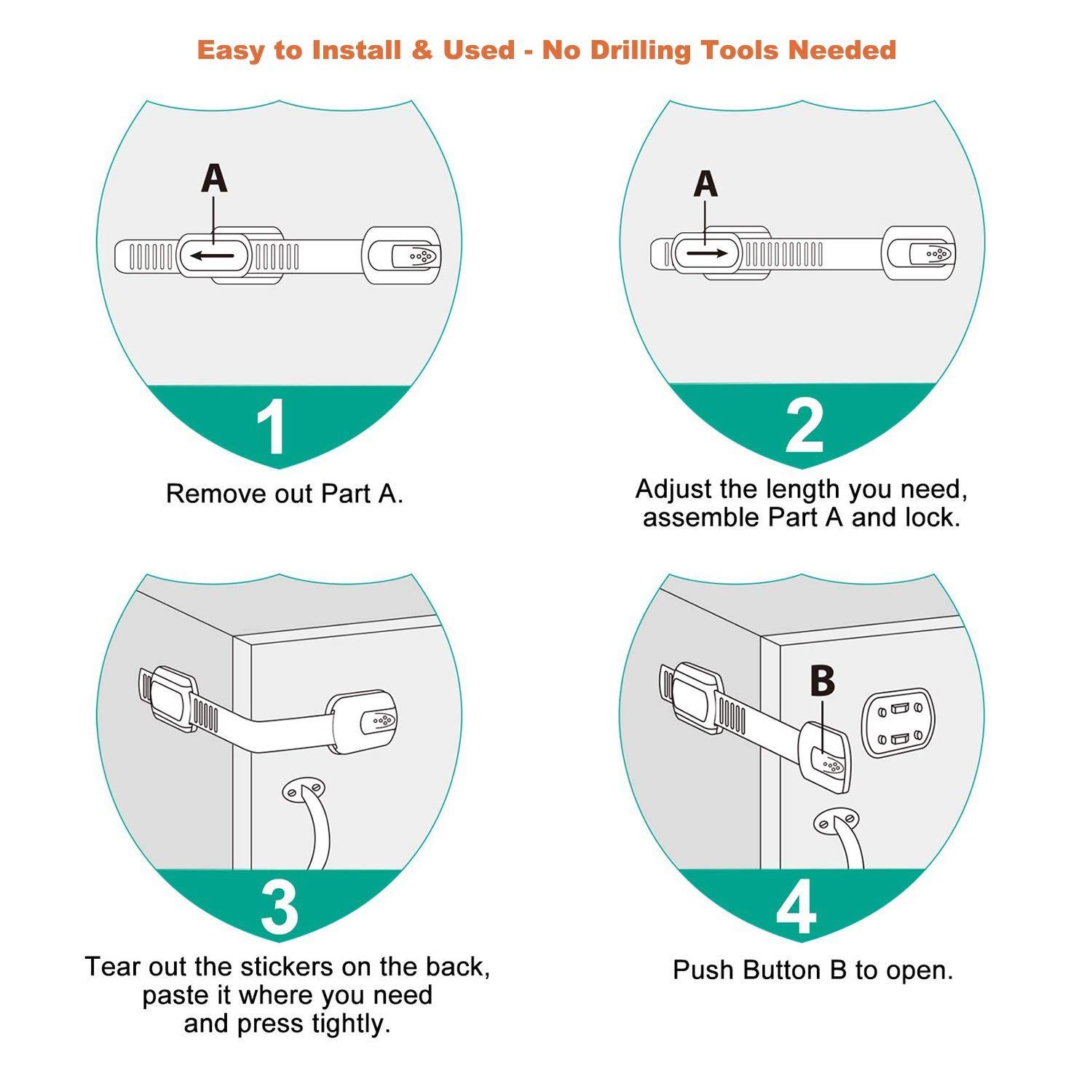 Demonstrates the simple step-by-step process of installing and using the product without the need for drilling tools.