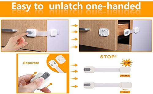 Demonstrates the easy one-handed unlocking process of a child safety lock, emphasizing its user-friendly design for parents.