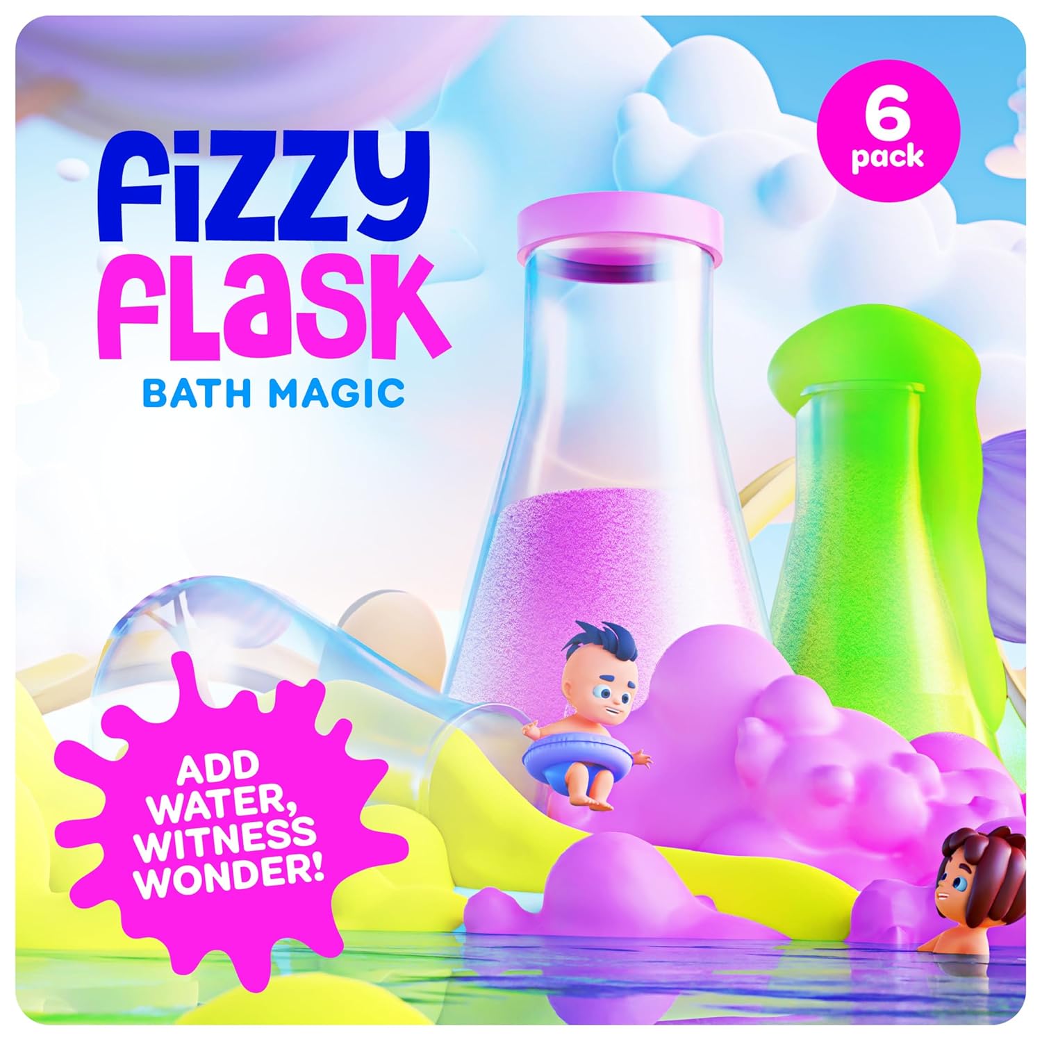 Highlights the product's ability to create a fun, fizzy bath experience for children, emphasizing the magical and interactive nature of the toy.