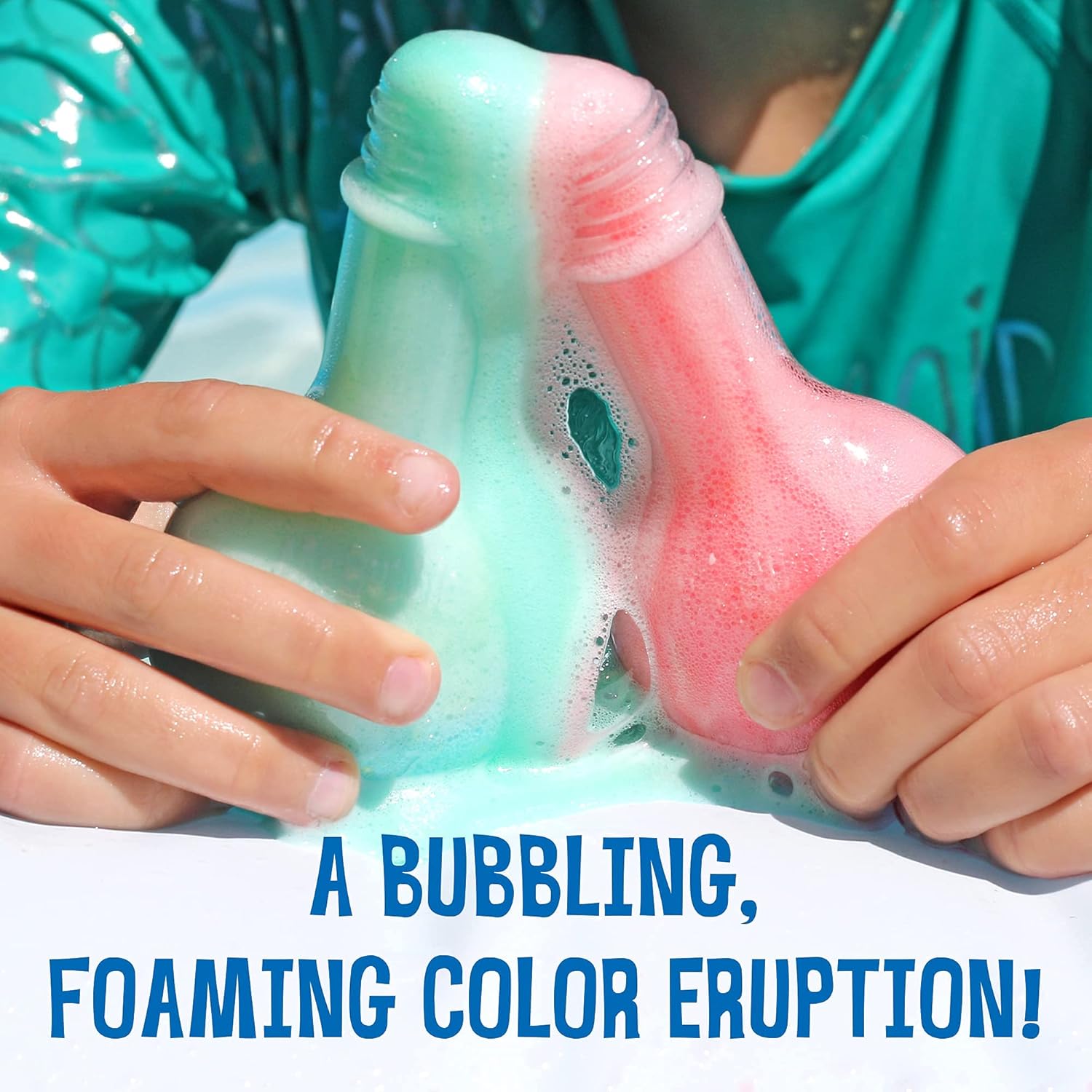 Showcases the product's unique bubbling and foaming feature, emphasizing its fun and interactive nature for children.