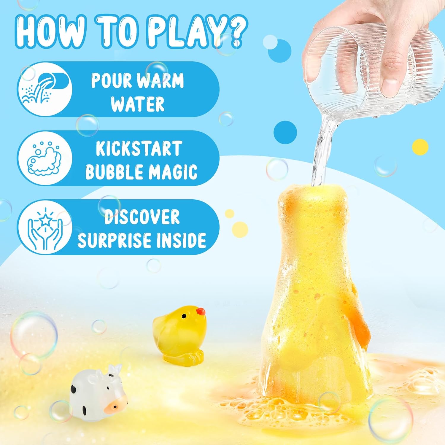 Explains the simple steps to use the product, encouraging engagement and highlighting the fun, magical aspect of the toy.