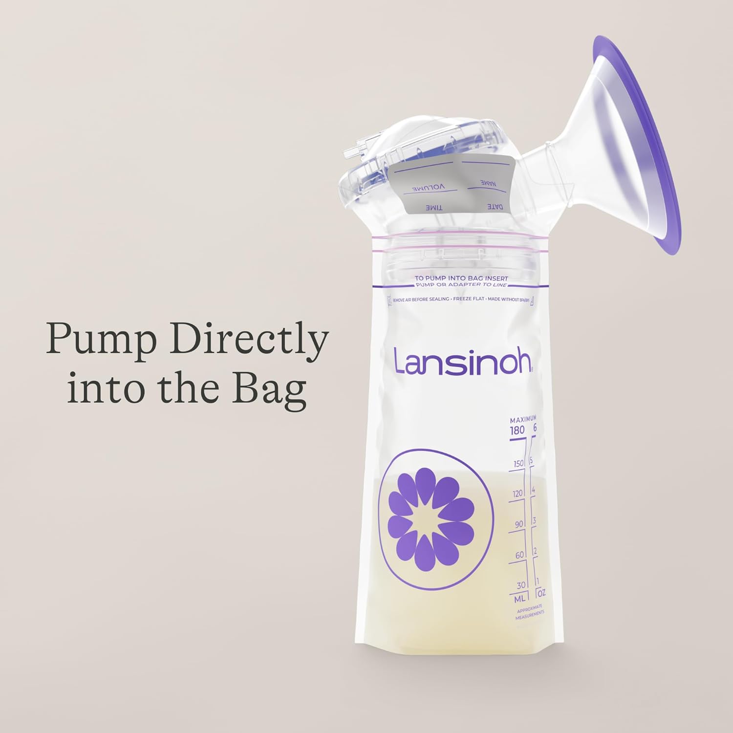 Highlights the convenience of pumping breast milk directly into the storage bag, saving time and reducing mess for nursing mothers.