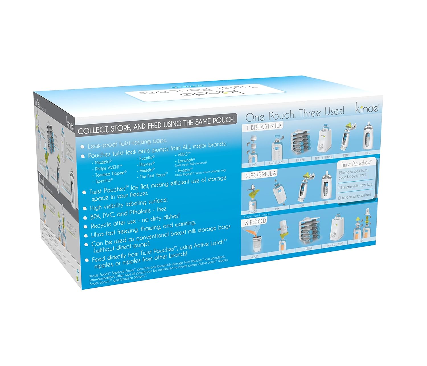 Demonstrates the product's multiple uses for breastmilk, formula, and food, as well as its compatibility with various pump brands and efficient storage capabilities.