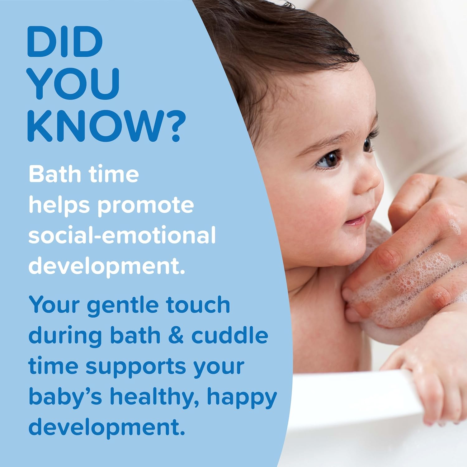 Educates parents on the importance of bath time for their baby's social-emotional development, encouraging bonding and gentle touch.