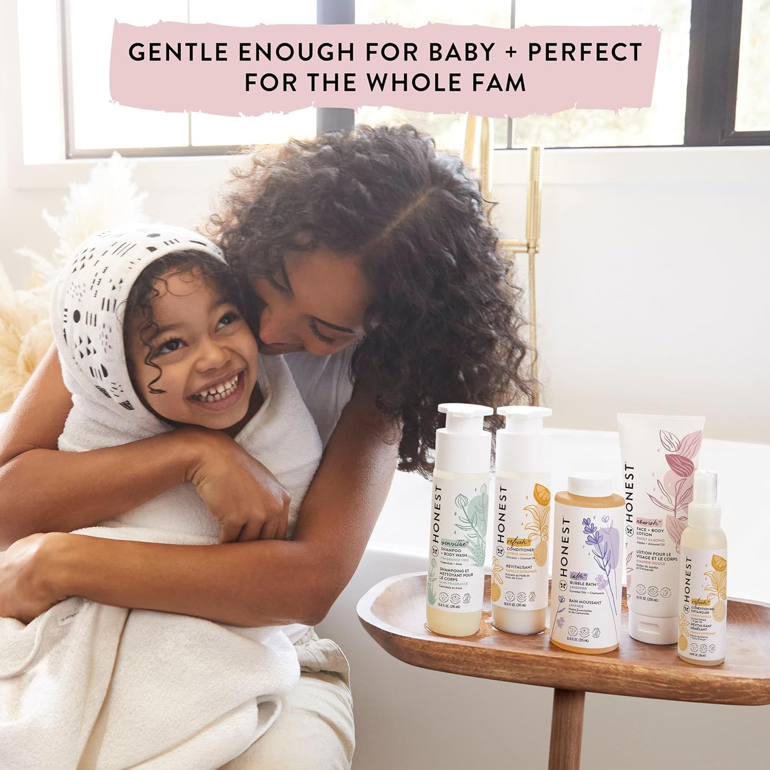 Emphasizes that the product line is gentle enough for babies but suitable for the whole family, appealing to parents looking for safe and versatile skincare products.