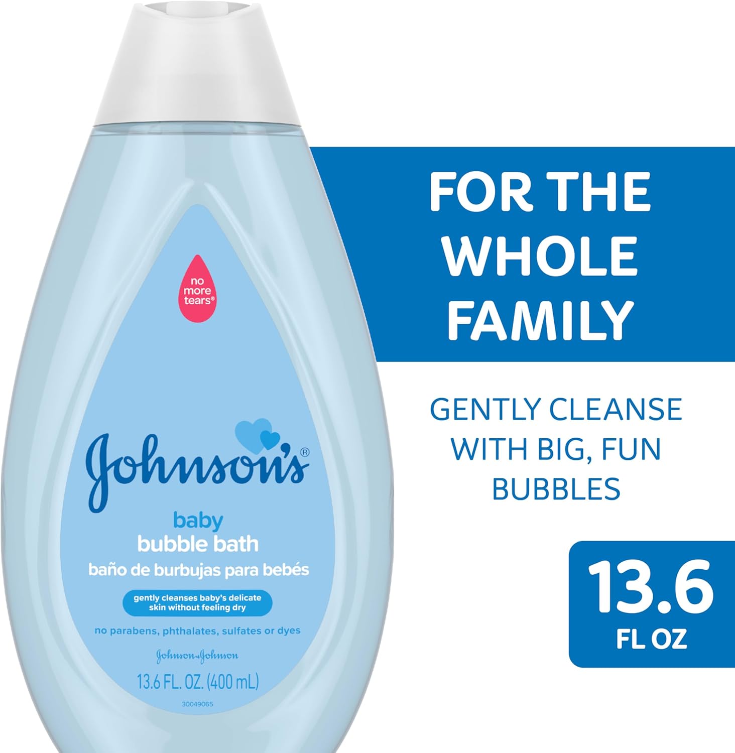 Emphasizes the product's gentle cleansing ability for the whole family, highlighting its suitability for babies and its fun, bubbly nature.