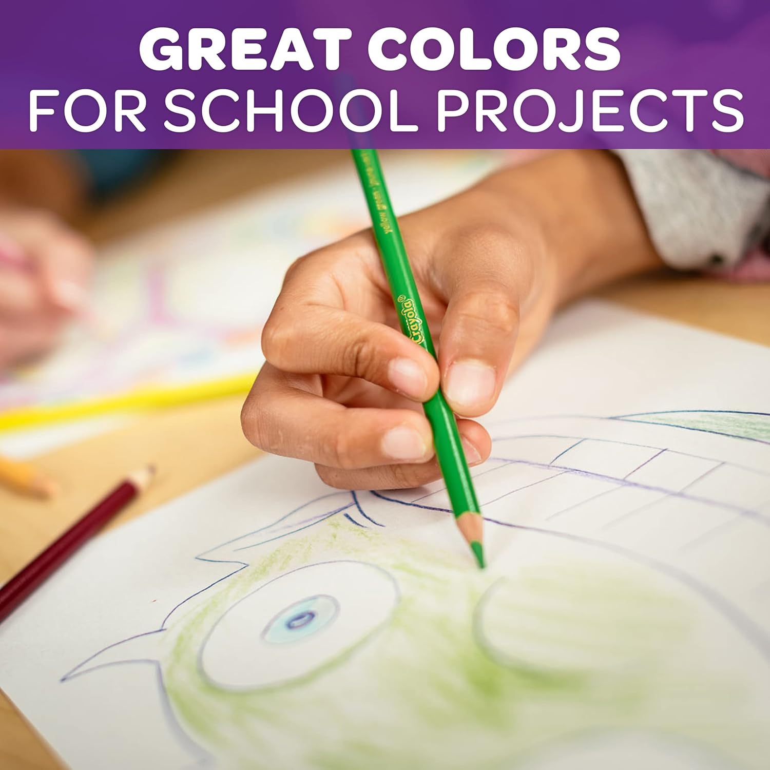 Highlights the product's vibrant color range, emphasizing its suitability for school projects and creative work.
