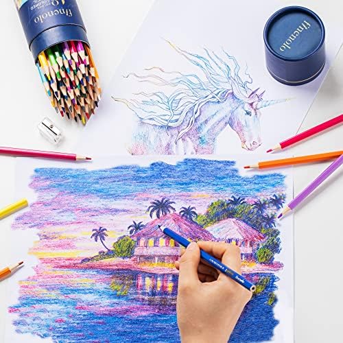 Demonstrates the versatility and vibrant color range of the colored pencils for creating detailed, fantasy-inspired artwork and realistic landscape scenes.