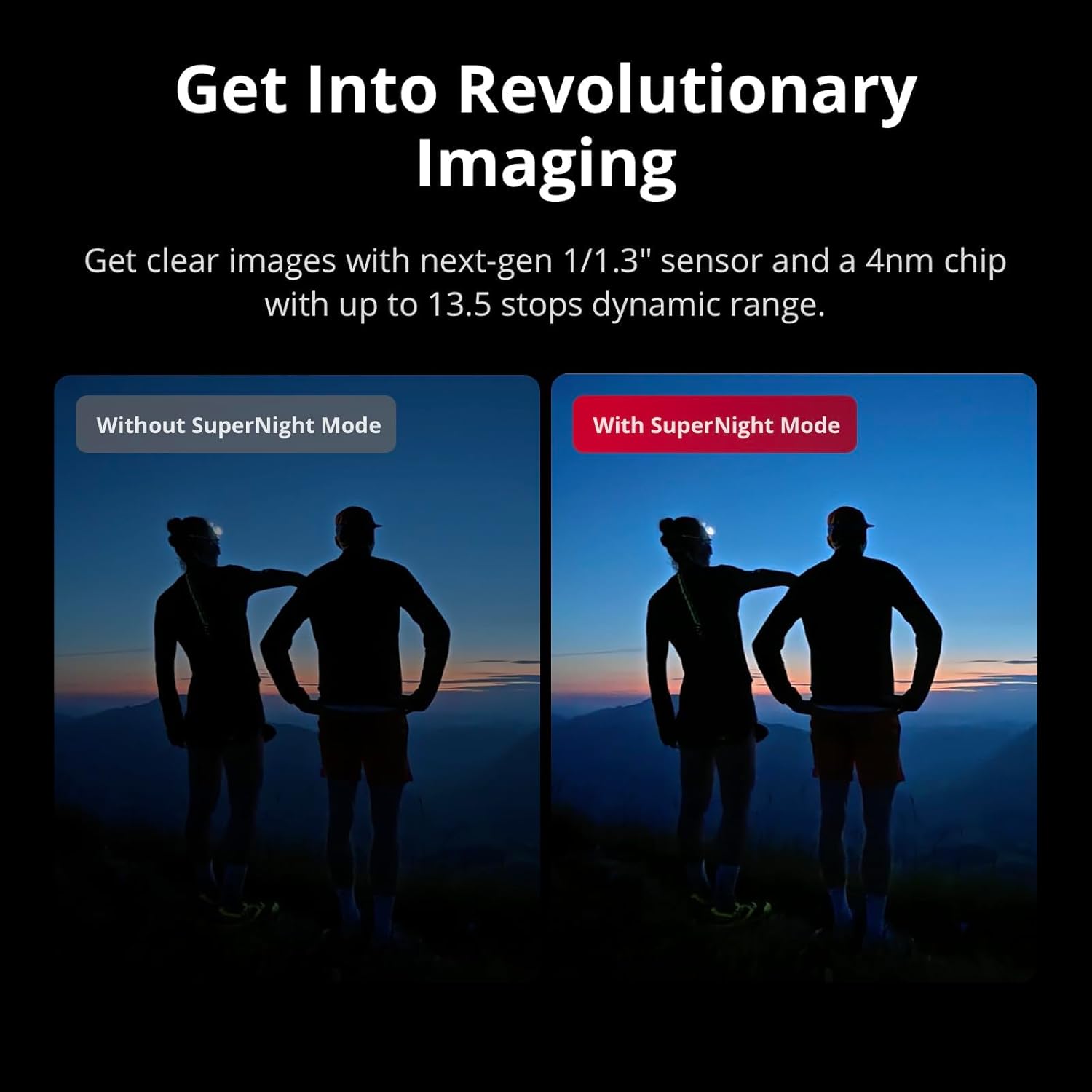Demonstrates the improved low-light imaging capability of the product's SuperNight Mode feature.