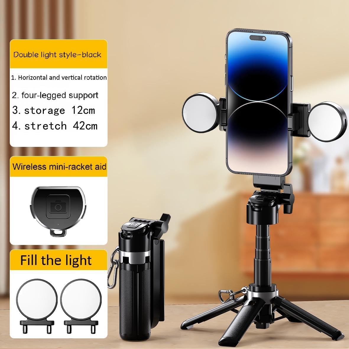Mini Selfie Stick Tripod Stand for iPhone ，6-Section Adjustable Height Extension…: Infographics