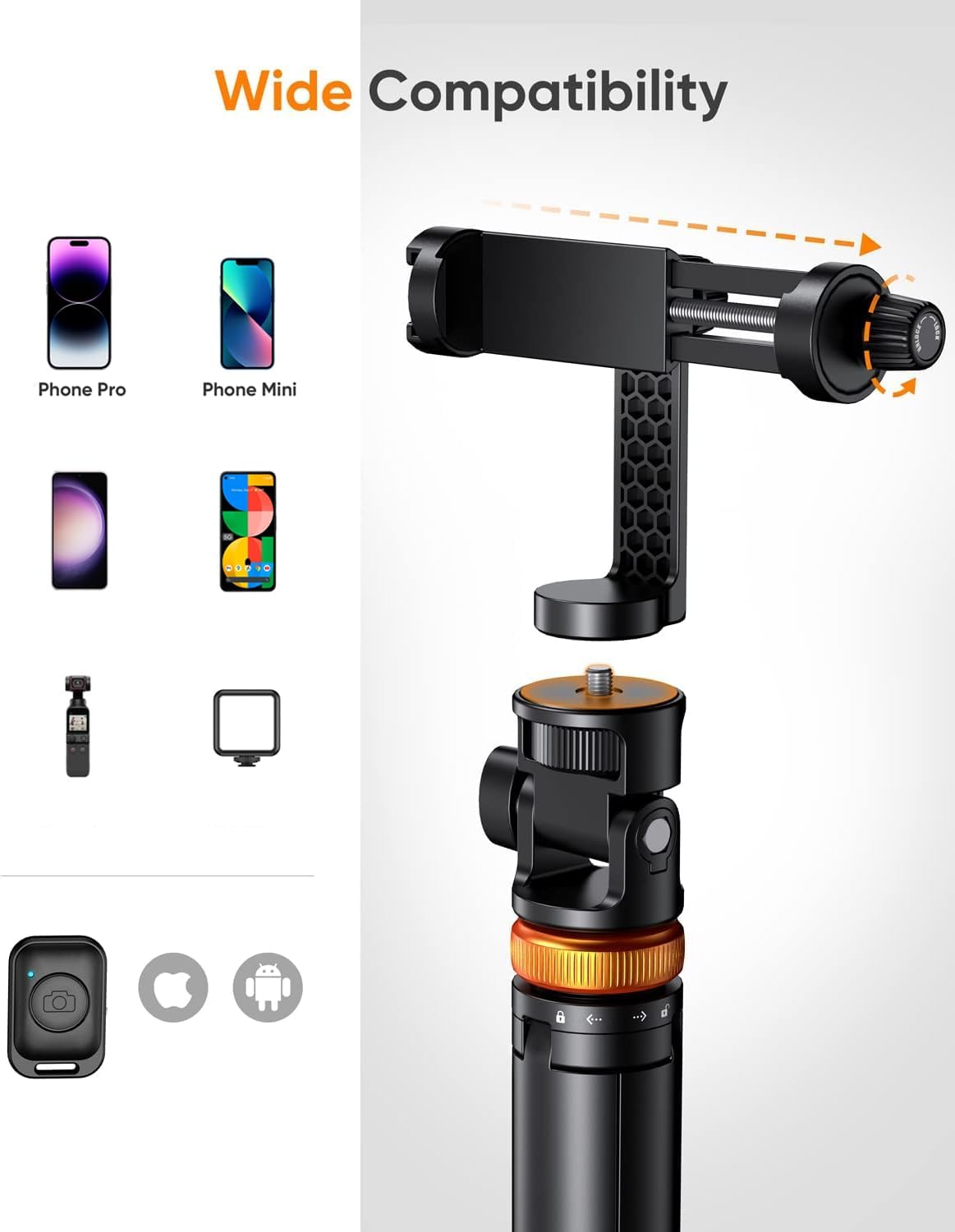 Demonstrates the product's compatibility with various smartphone models and accessories, reassuring customers it will work with their devices.