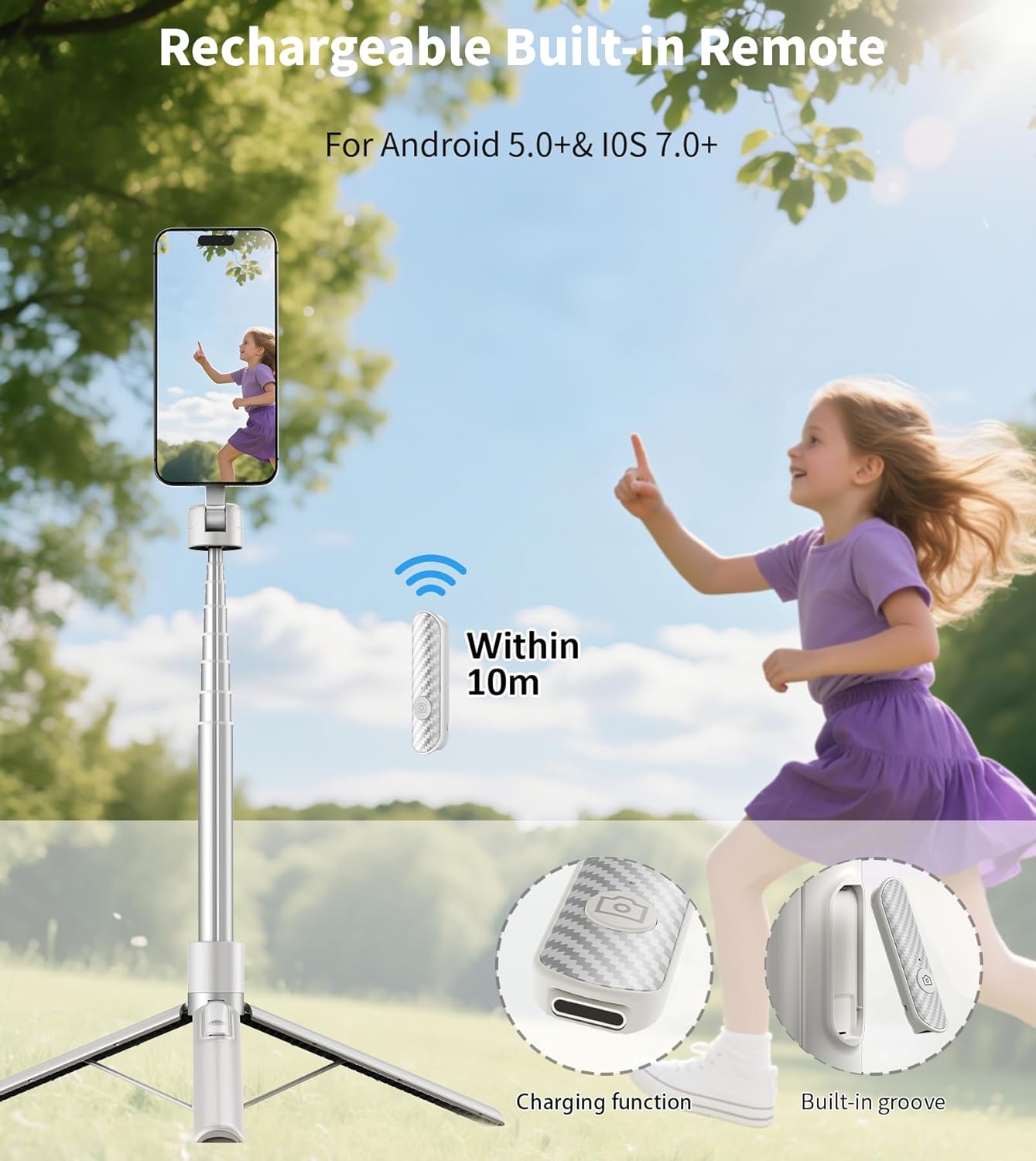 TONEOF 68" Magnetic Selfie Stick Tripod with Aluminum Strong Magnetic Holder for Magsafe: Infographics