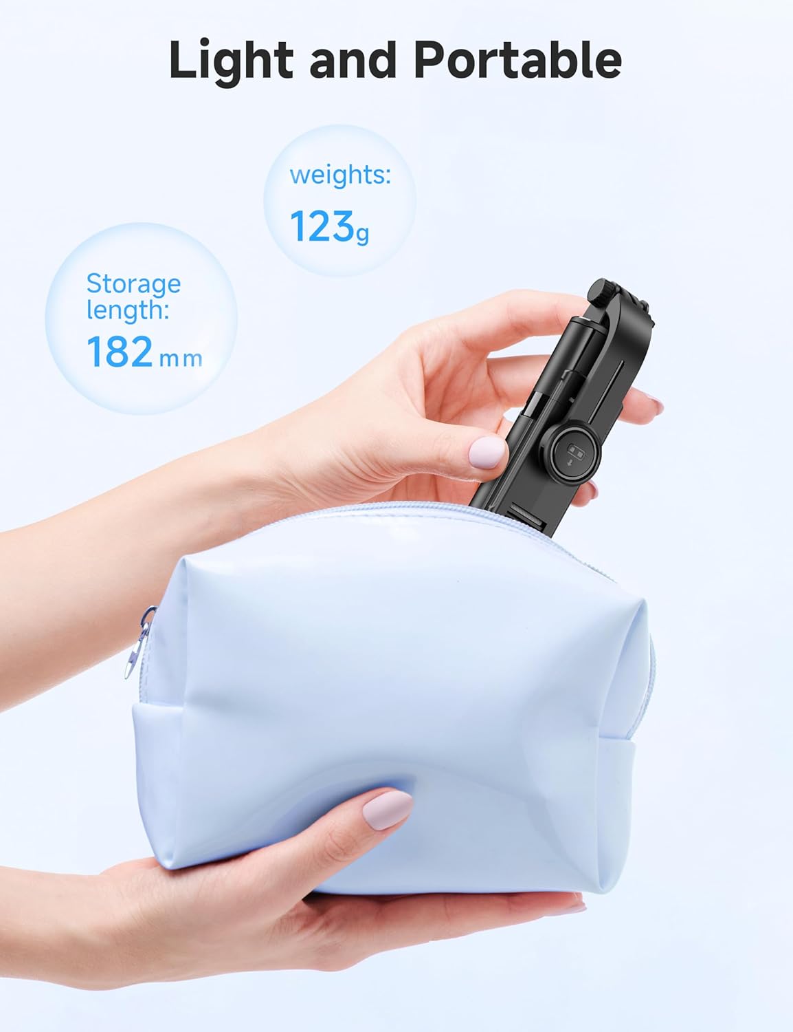 Emphasizes the product's portability by showcasing its light weight and small size, making it easy to carry and store. Provides specific measurements to quantify the product's lightweight and…