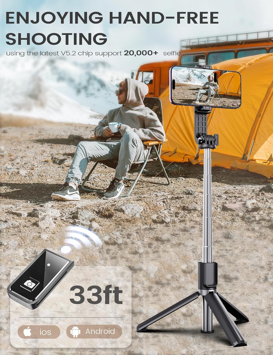 Selfie Stick Tripod with Remote: Infographics