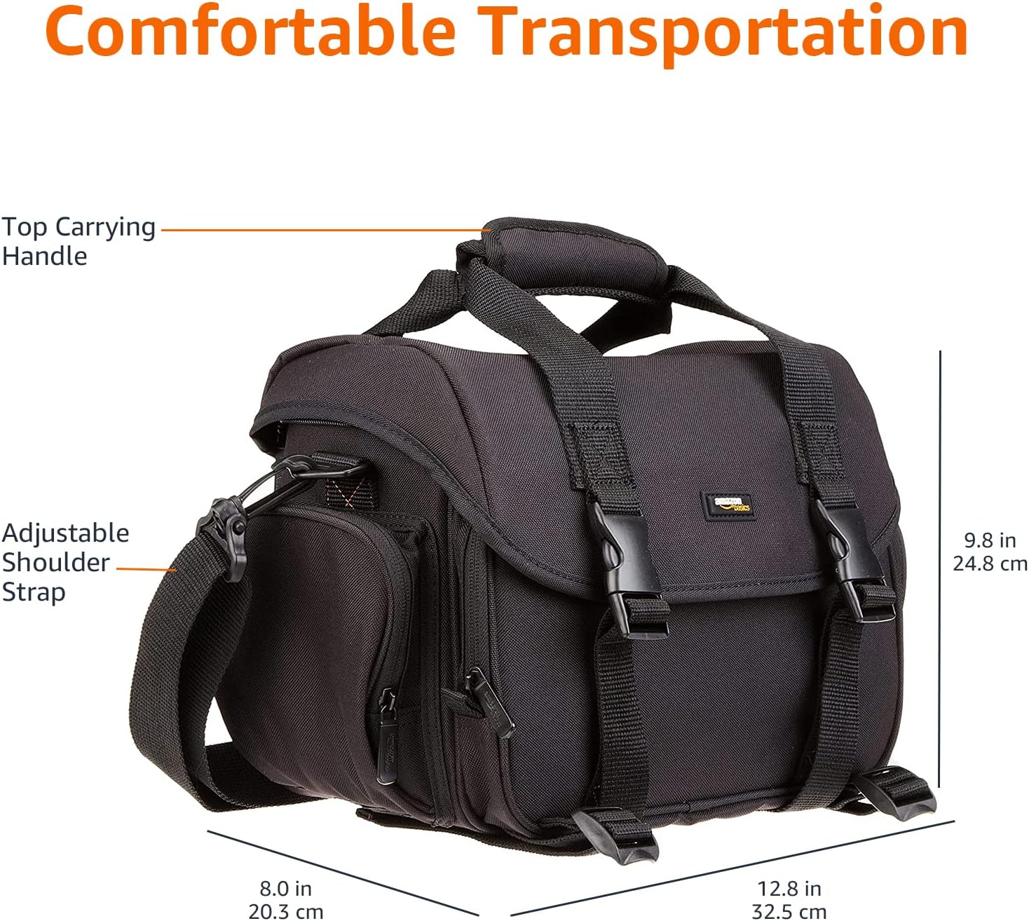 Provides exact measurements of the camera bag to help shoppers understand its size and carrying capacity.