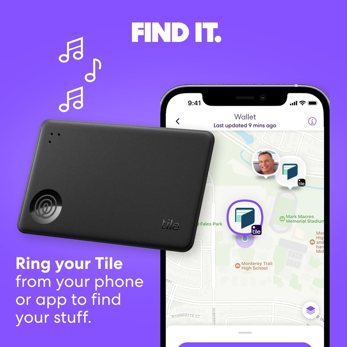 Highlights the product's ability to locate lost items using a smartphone app, emphasizing convenience and peace of mind for users.