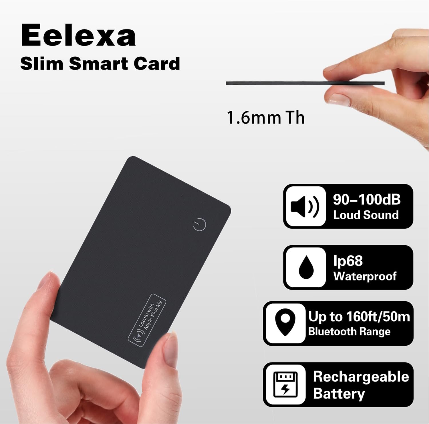 Highlights multiple key features of the Eelexa Slim Smart Card to demonstrate its versatility and advanced capabilities. Emphasizes the card's extremely slim profile of 1.6mm to showcase its compact…