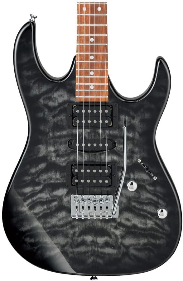 Showcases the electric guitar's design and features in a clear, detailed view to appeal to musicians and guitar enthusiasts.