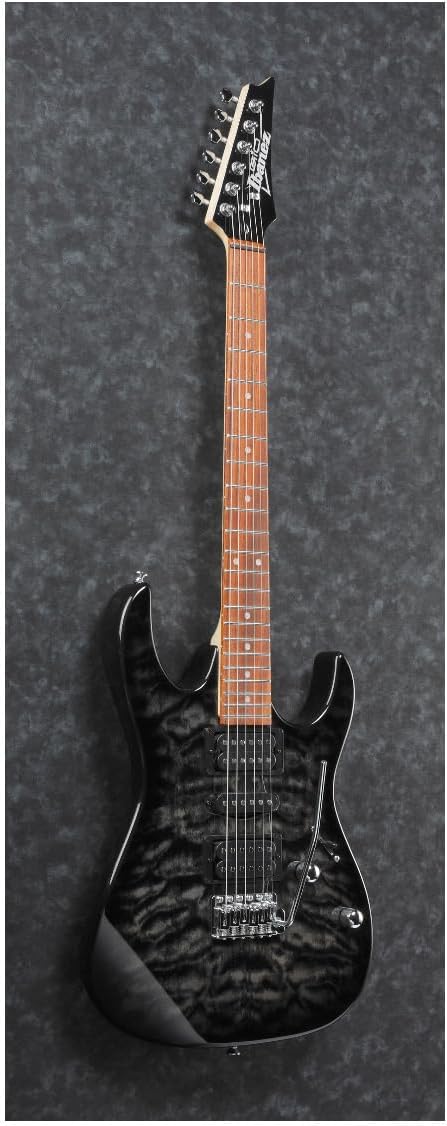 Showcases the sleek design and high-quality finish of the electric guitar to appeal to musicians and guitar enthusiasts.