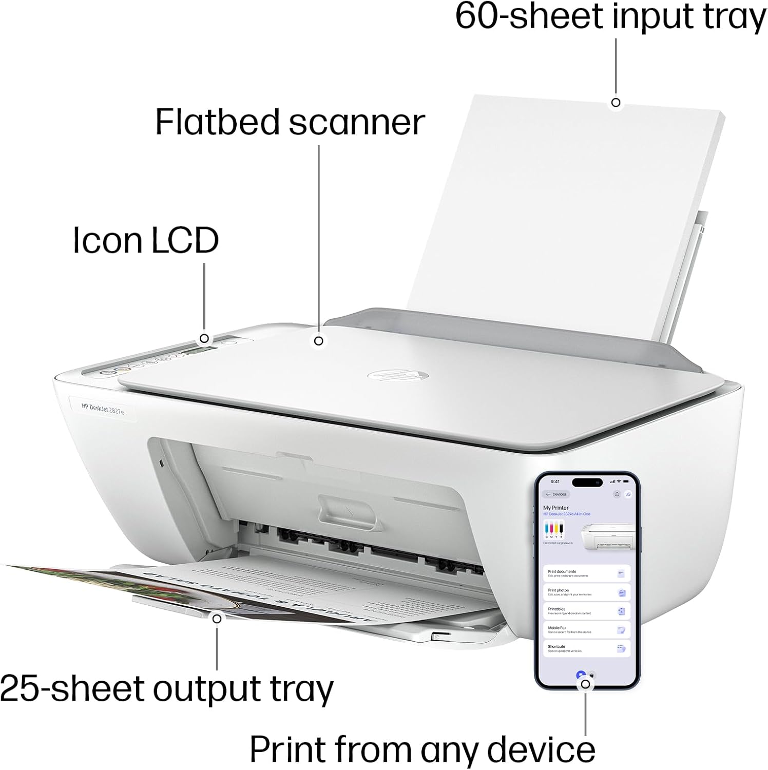 Highlights key features and components of the printer to show its functionality and ease of use.