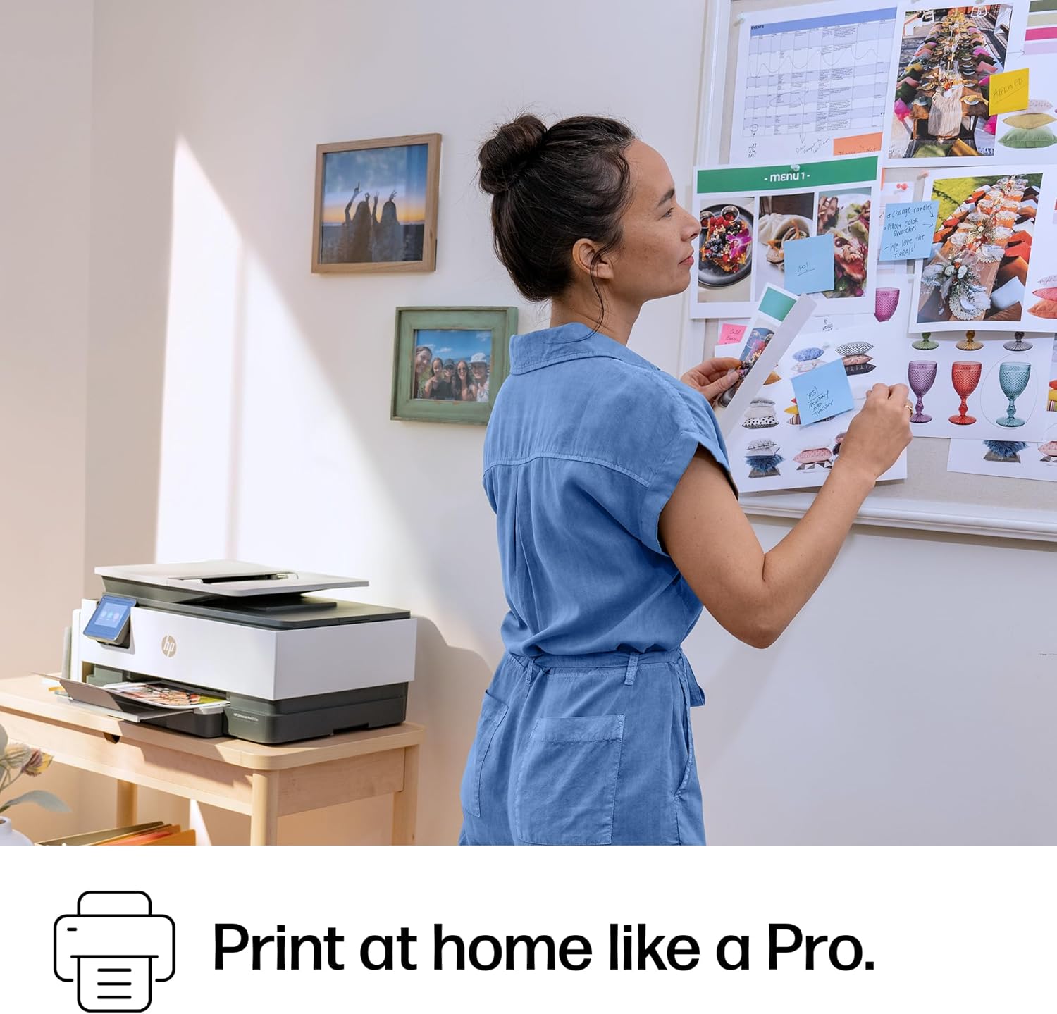 Demonstrates how the printer can be used effectively in a home office setting for various printing needs. Emphasizes the printer's ability to produce professional-quality prints at home, as…