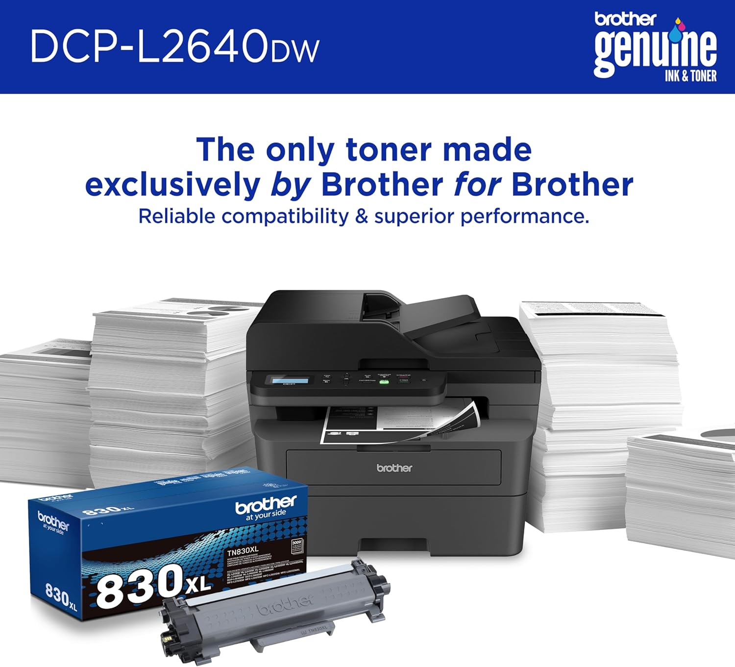 Emphasizes that using genuine Brother toner ensures reliable compatibility and superior performance with Brother printers.