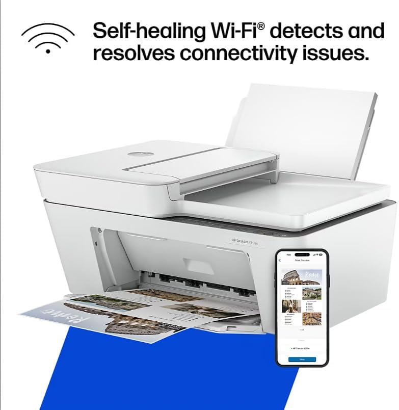 Highlights the printer's ability to automatically detect and resolve Wi-Fi connectivity issues, emphasizing ease of use and reliability.