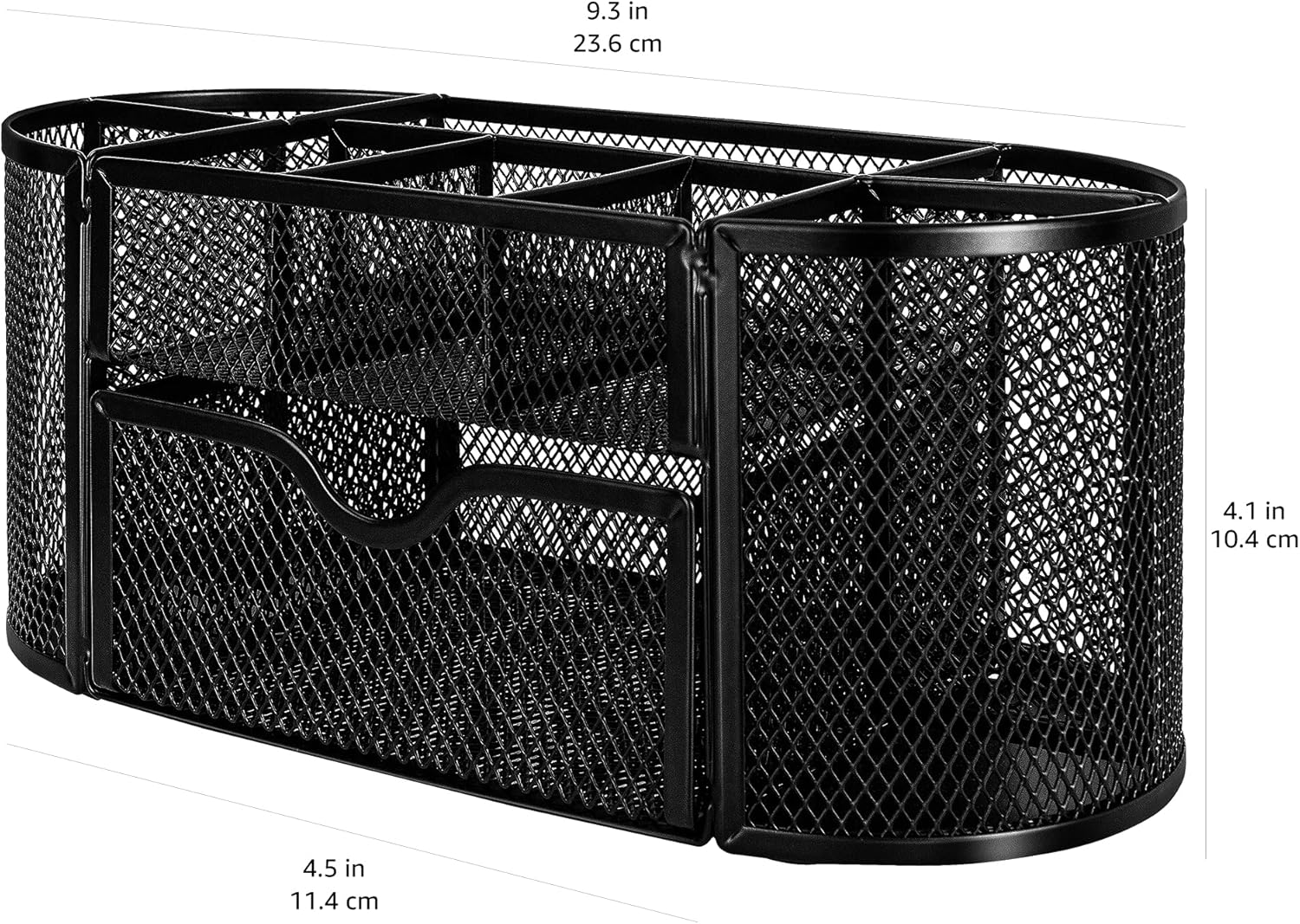 Provides precise measurements of the product to help shoppers understand its size and fit in their workspace.