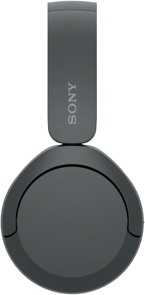 Shows the Sony headphones in a clean, minimalist setting to highlight their sleek design and premium appearance.