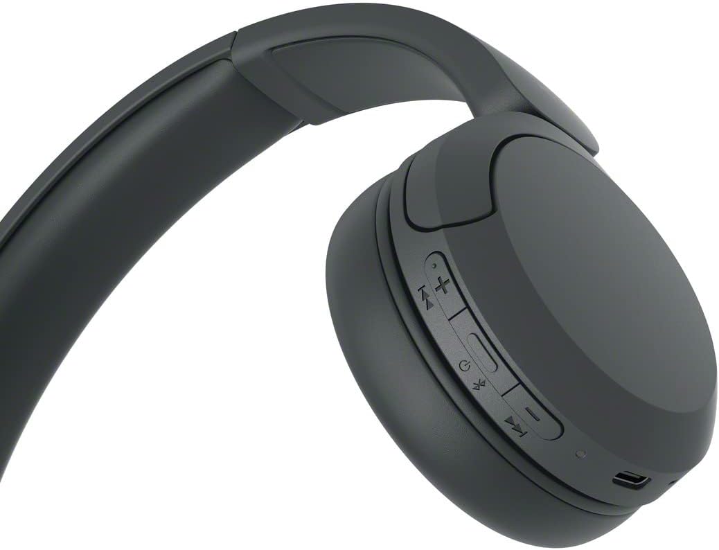Highlights the location and layout of control buttons on the headphones to show ease of use and functionality.