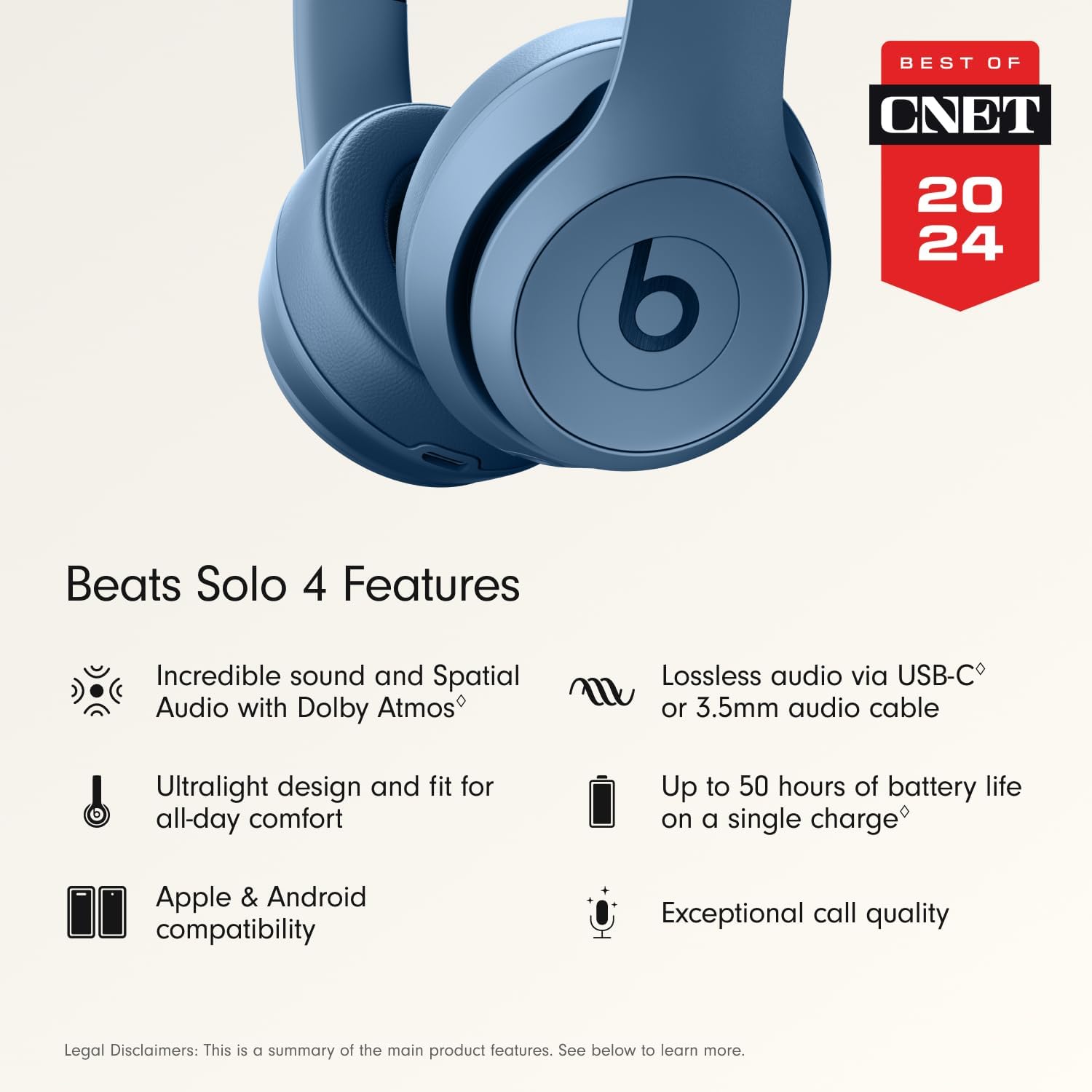 Highlights multiple key features of the Beats Solo 4 headphones to showcase its overall value and capabilities to potential buyers. Builds credibility by showcasing a prestigious award from a…