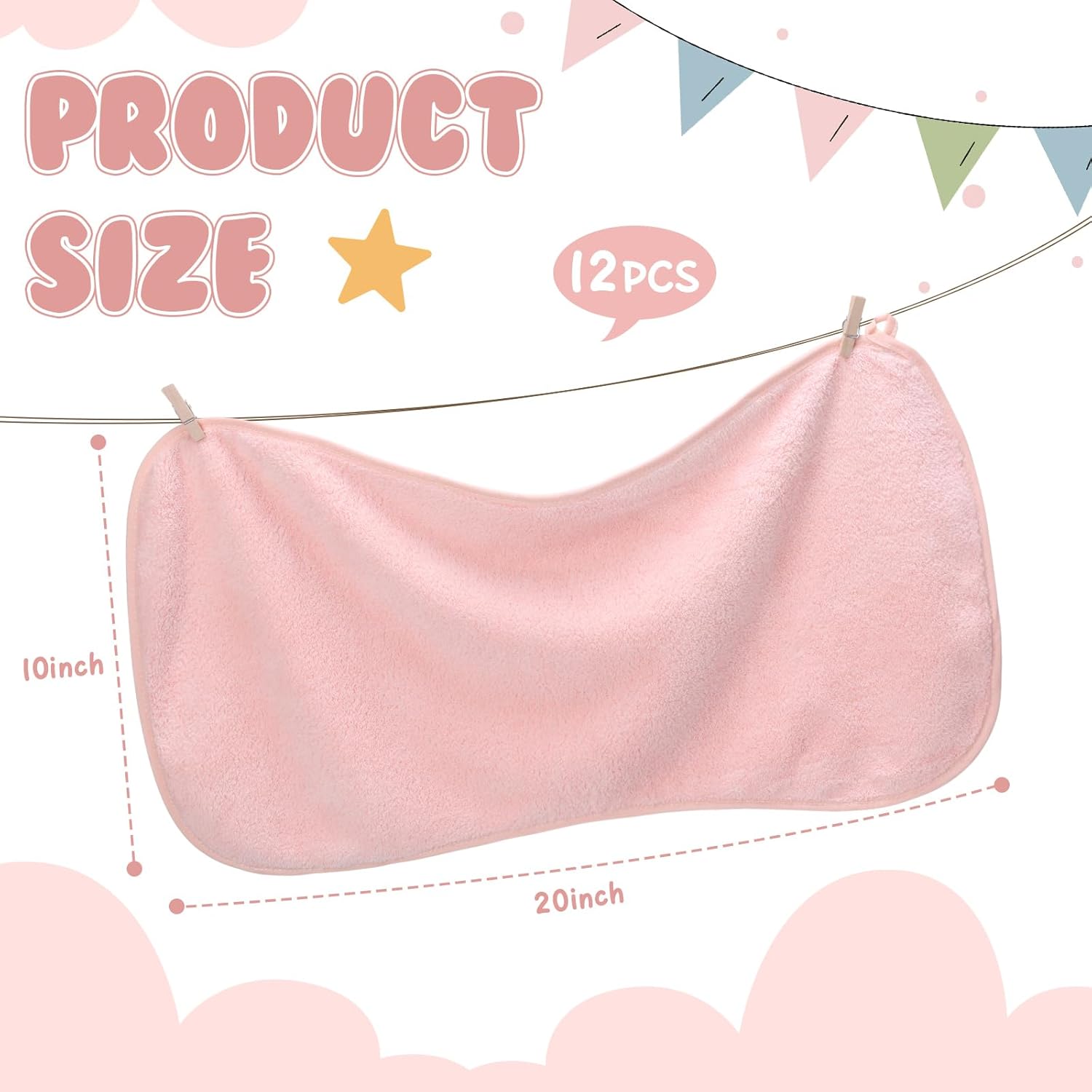 Clearly communicates the size of the product (10 inch x 20 inch) to help shoppers understand its dimensions. Informs the customer that the package includes 12 pieces of the product.
