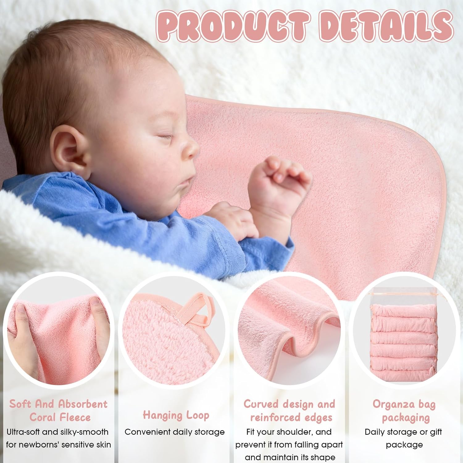 Highlights multiple features of the baby product, emphasizing its comfort, practicality, and convenience for parents and babies.