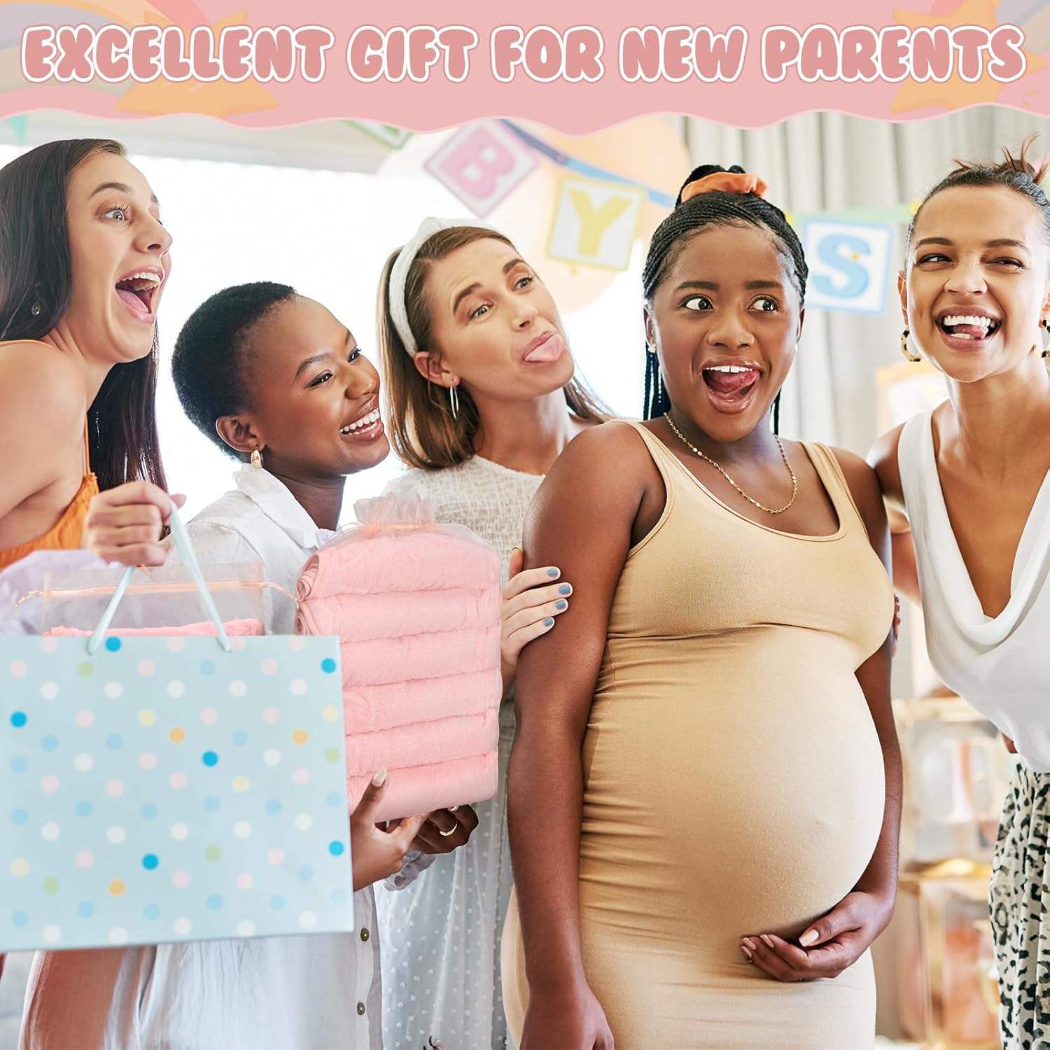 Promotes the product as an ideal gift for expectant parents at a baby shower.