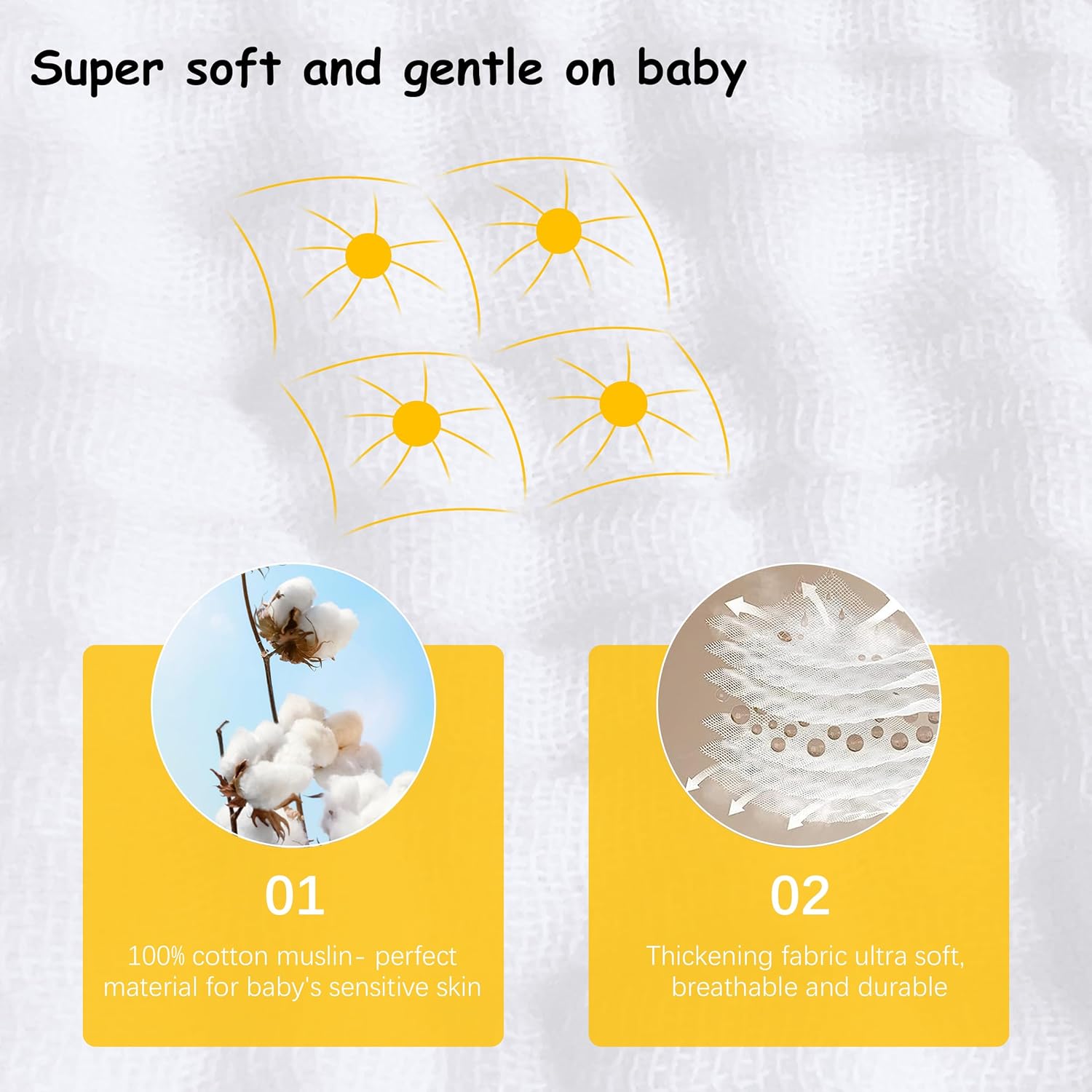 Emphasizes the product's softness and gentleness, reassuring parents about its suitability for baby's sensitive skin.