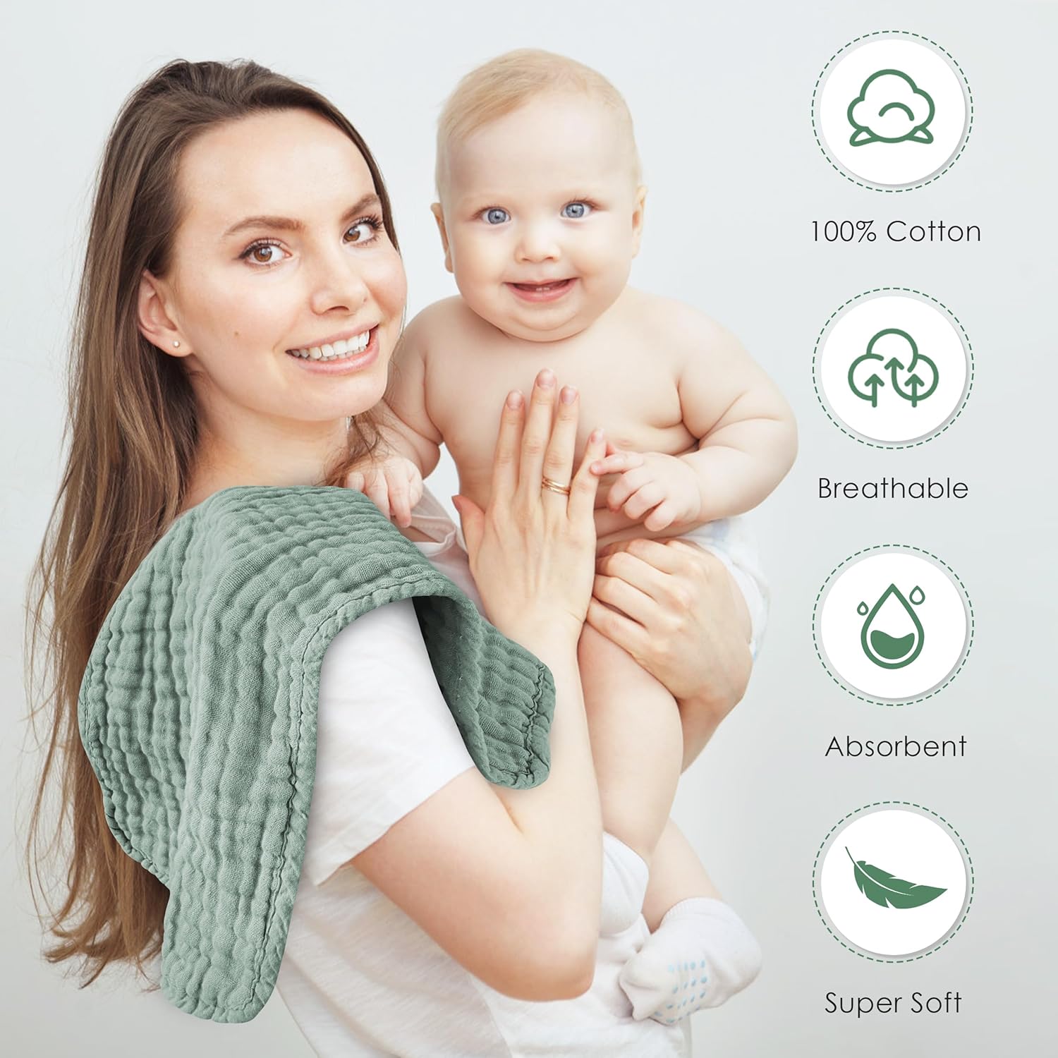 Highlights multiple beneficial features of the product to reassure parents about its quality and comfort for their baby.