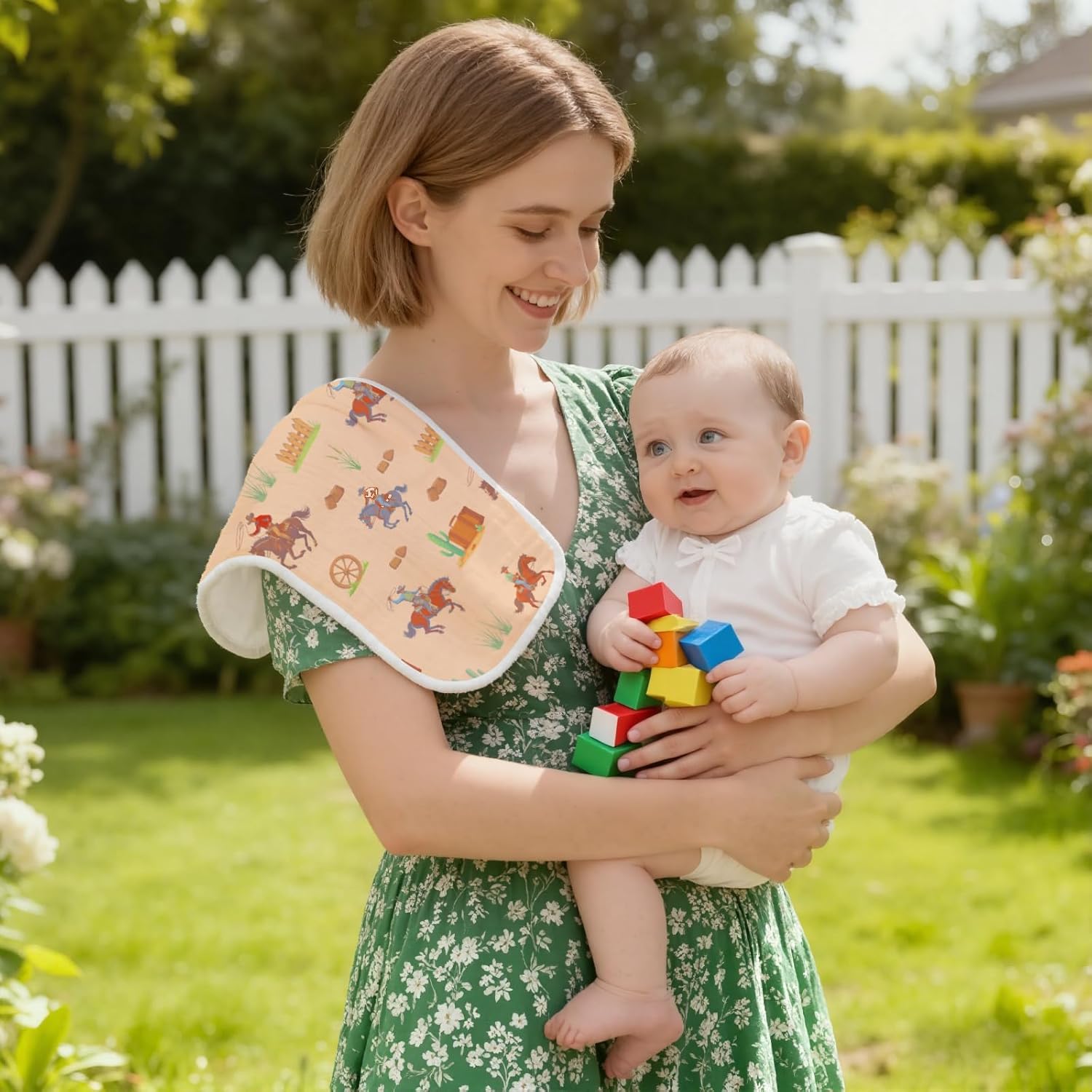 Shows the product being used in a real-life setting, emphasizing the bond between mother and child while showcasing the product's suitability for everyday use.