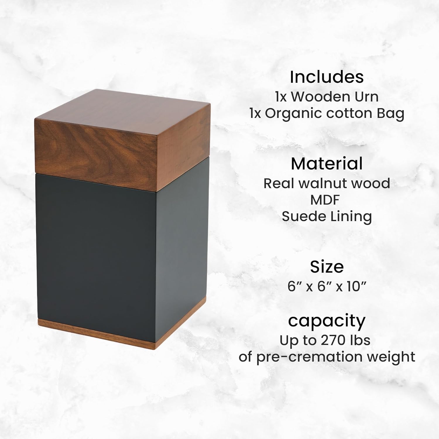 AspenStudio Black Walnut Wooden Cremation Urn for Human Ashes Handcrafted TSA Approved…: Infographics