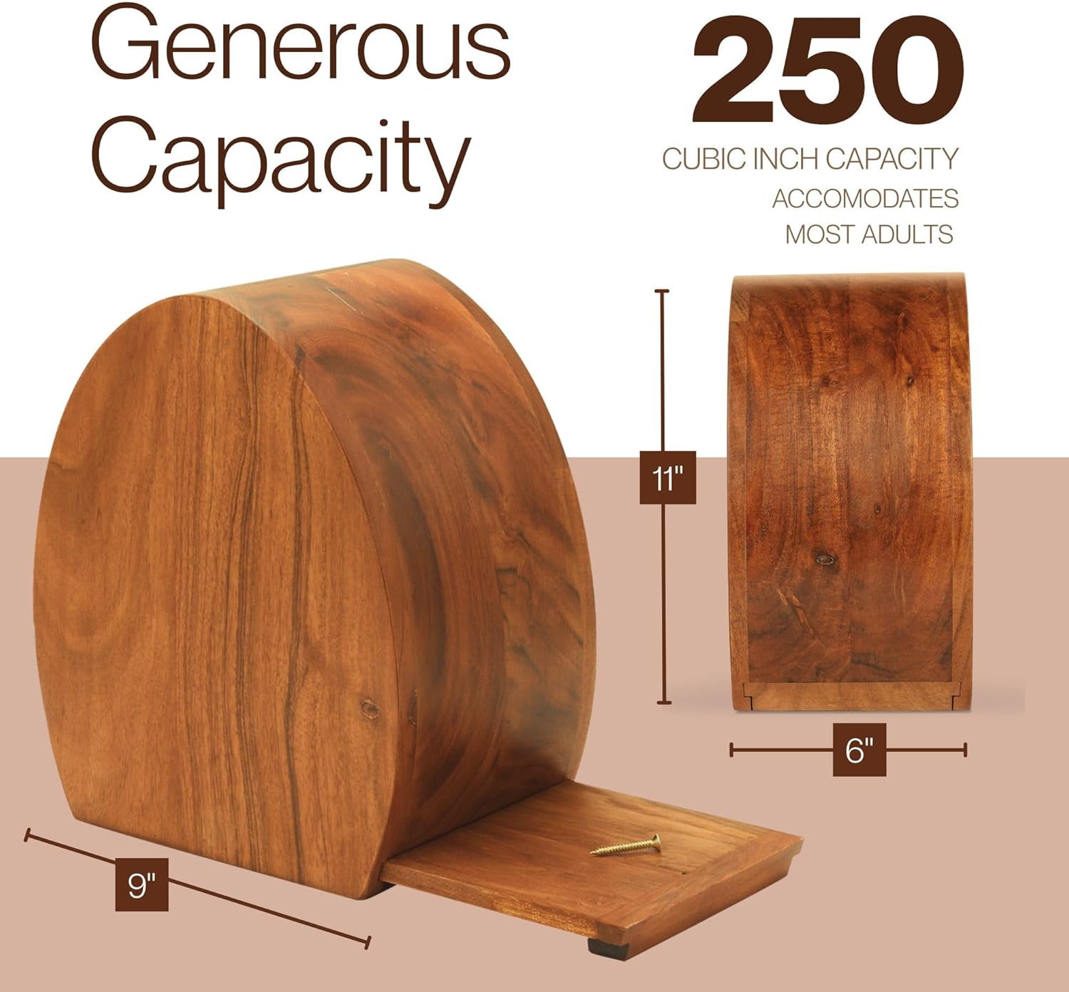 Communicates the product's generous size and capacity to reassure customers it will meet their needs. Provides exact measurements of the product to help customers understand its physical size and fit.