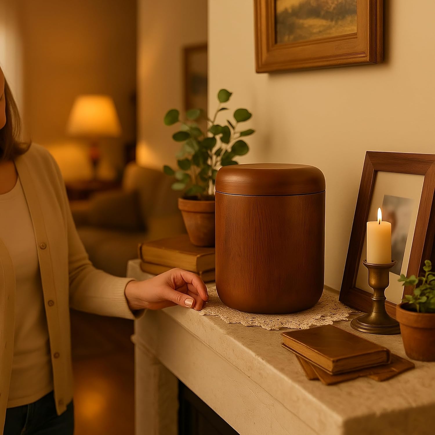 Shows how the product seamlessly blends into a warm, inviting home environment, emphasizing its aesthetic appeal and compatibility with various decor styles.