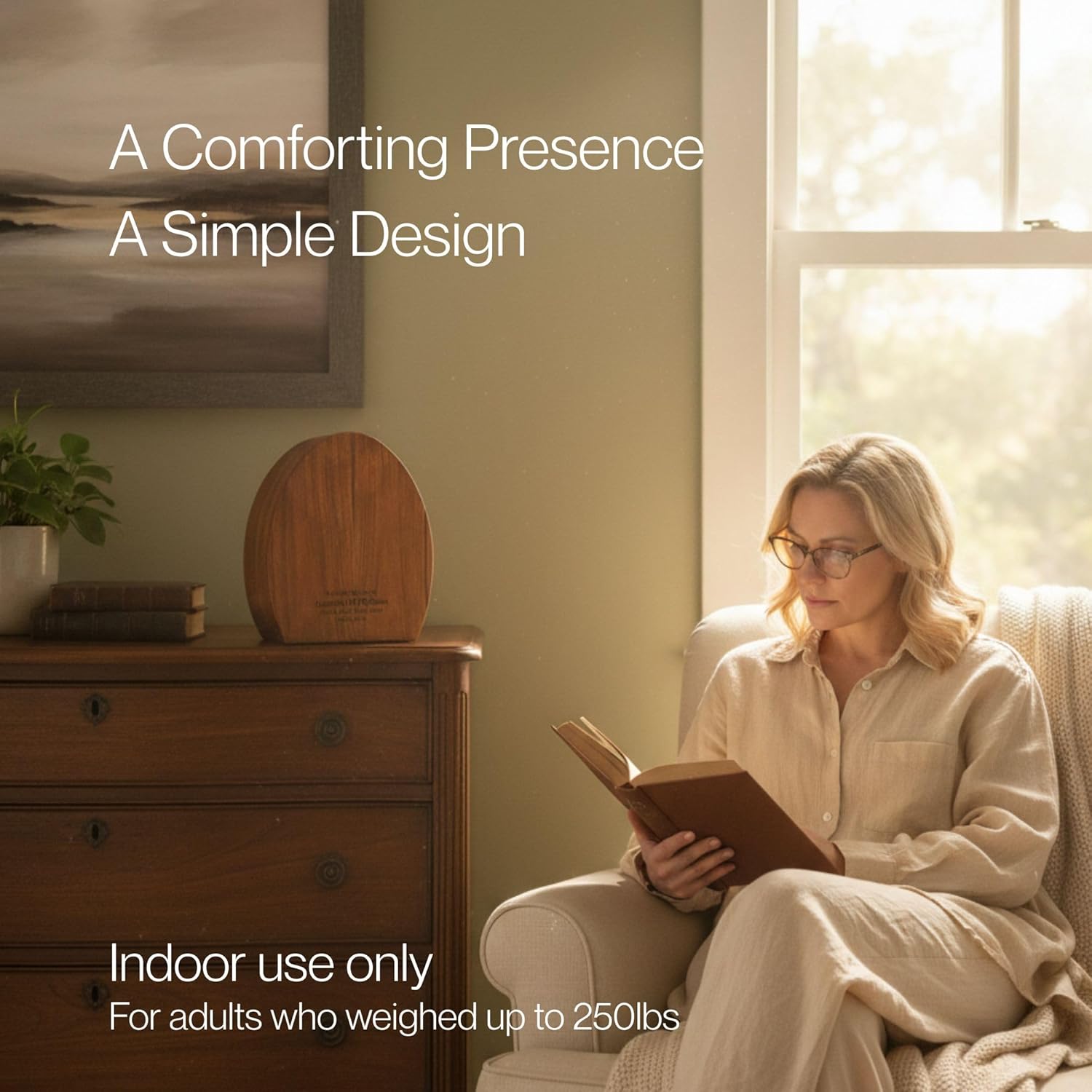 Highlights multiple key features of the product to showcase its comfort, simplicity, and usage specifications. Demonstrates the product in a real-world context, showing how it fits into a…