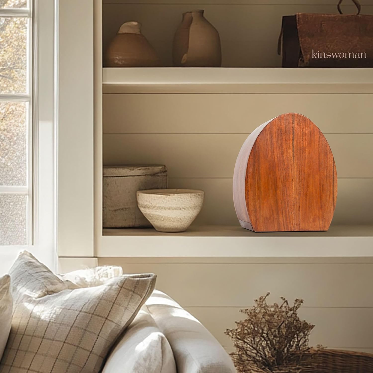 Showcases the product in a cozy, lived-in home setting to demonstrate how it complements a natural, rustic interior design style.