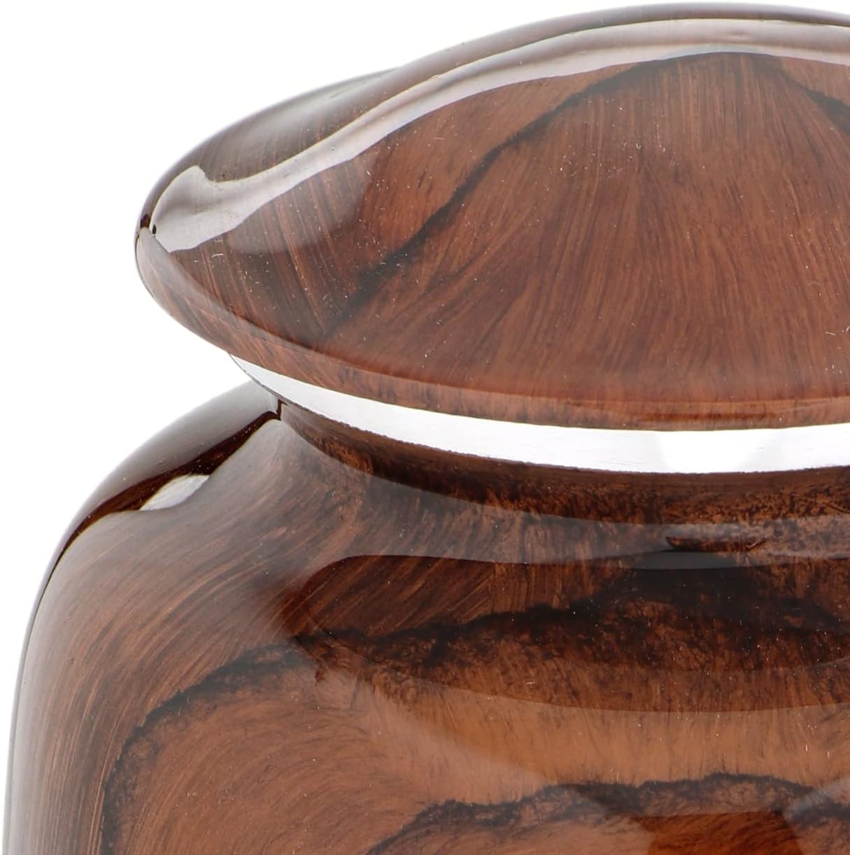 Showcases the high-quality wood grain finish of the product to emphasize its luxurious and aesthetic appeal.