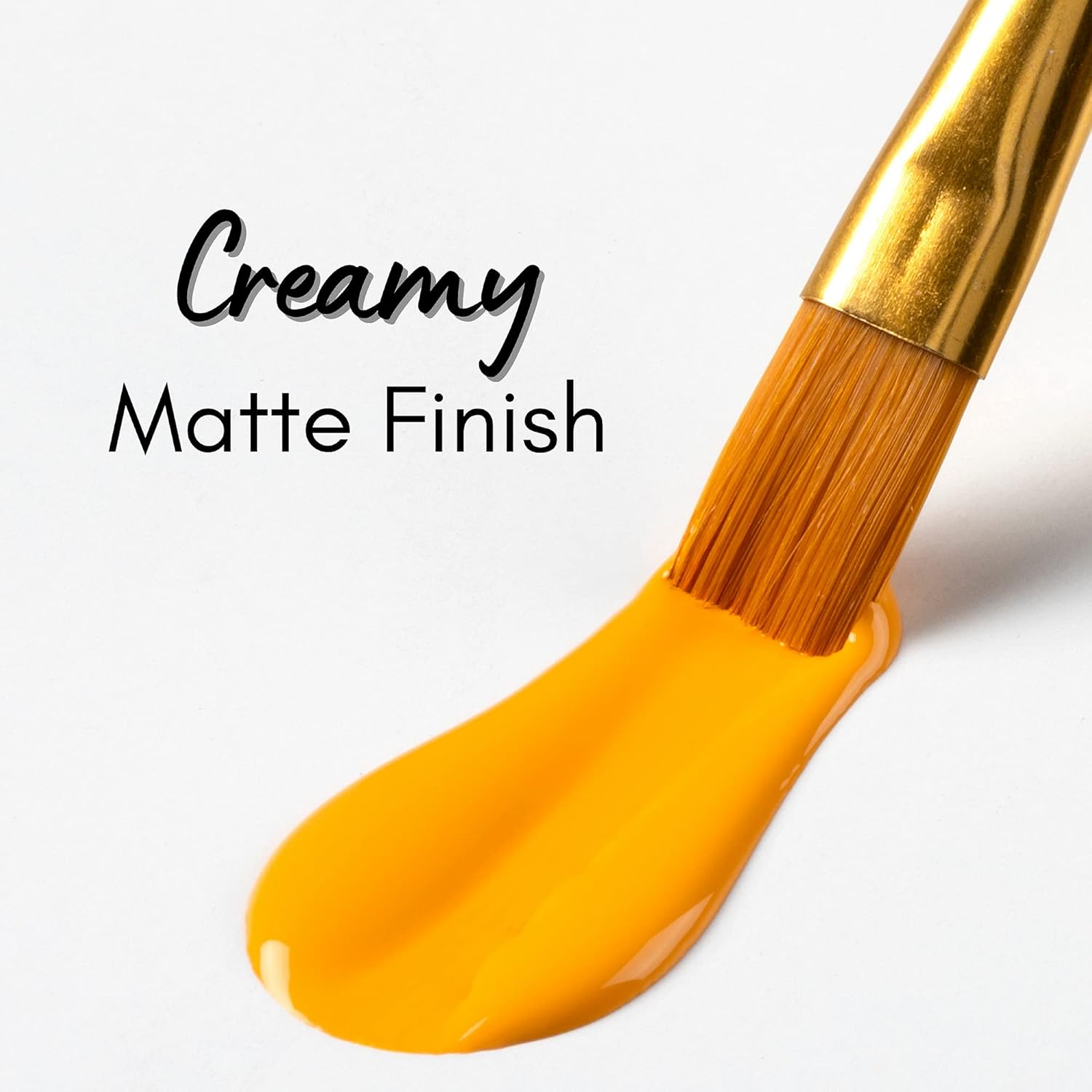 Highlights the product's creamy texture and matte finish, emphasizing its smooth application and non-glossy appearance.