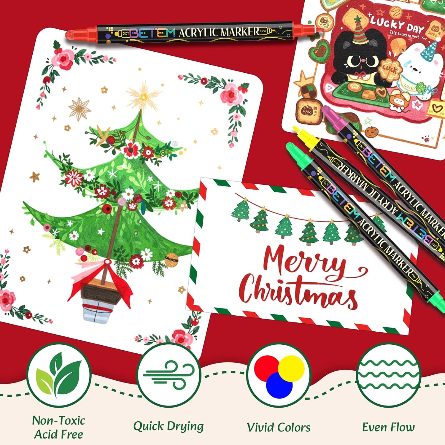 Betem 24 Colors Dual Tip Acrylic Paint Pens Markers: Infographics