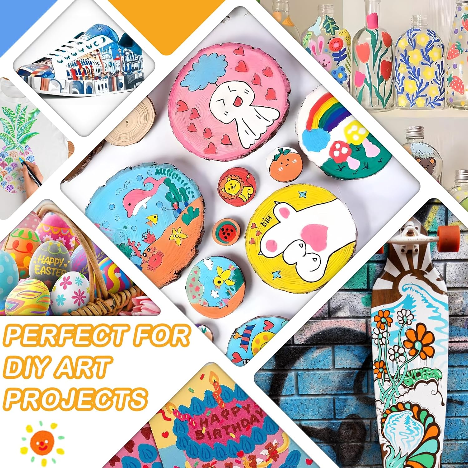 Showcases various creative applications of the product for DIY art projects, demonstrating its versatility for different crafting ideas.