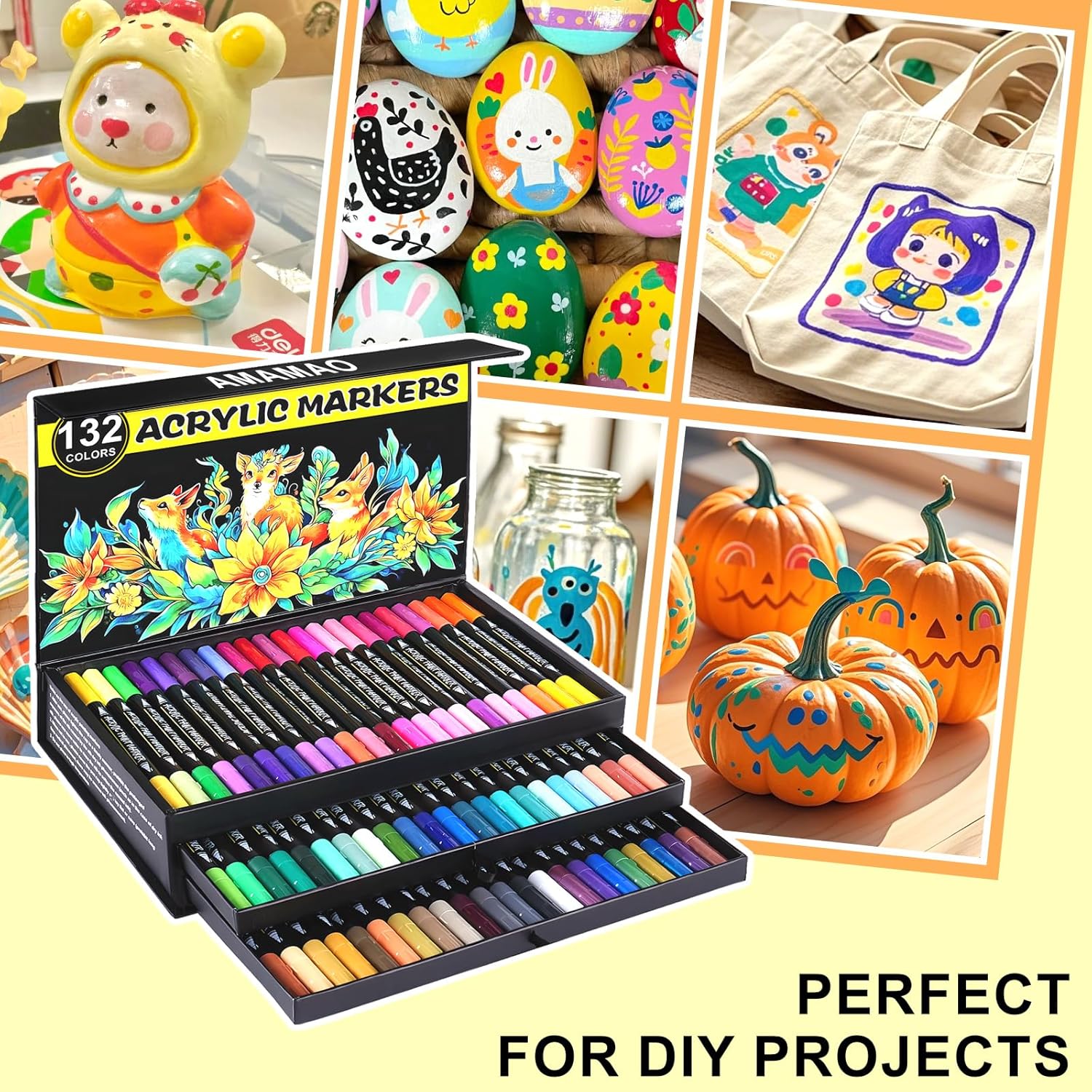 Amamao 132 Colors Acrylic Paint Markers Pens Set: Infographics