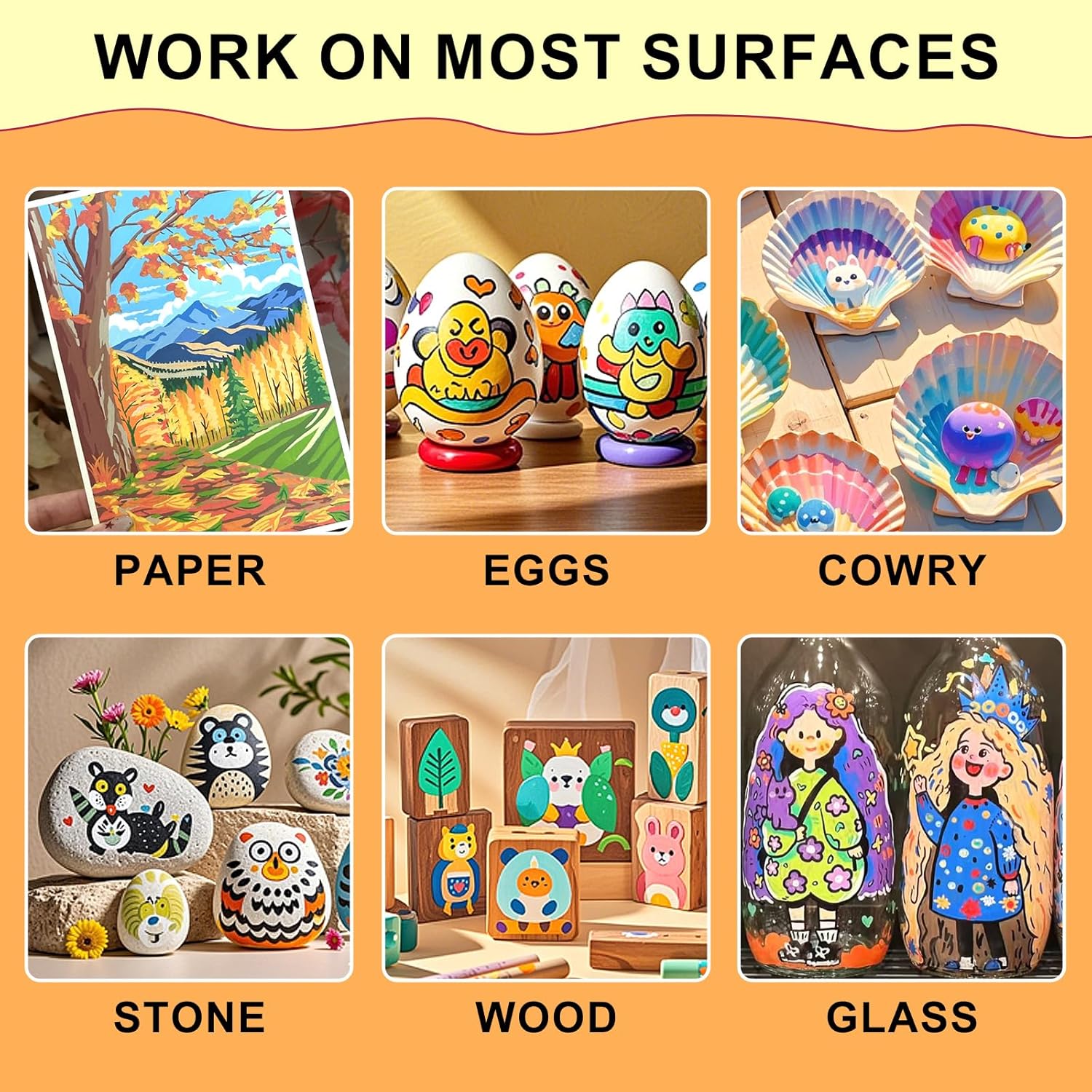 Demonstrates the product's ability to work on various materials, showcasing its versatility for different crafting projects.